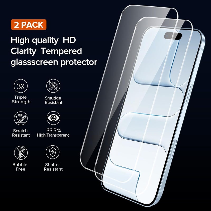 ivoler 3-in-1 Clear Case Designed for iPhone Air 6.5" / iPhone 17 Air 6.5'' 2025 with 2 Pack Tempered Glass Screen Protector, Military Shockproof Hard Back Slim for iPhone 17 Air Cover - Clear - Image 3